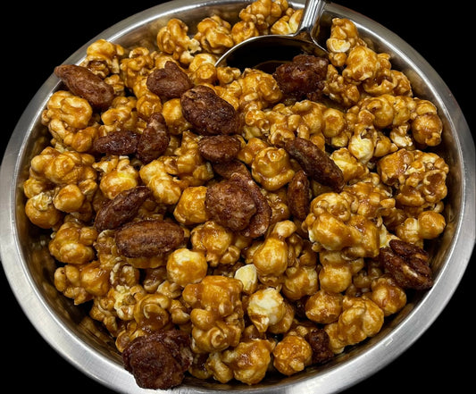 Toffee Popcorn with Pecan Pralines